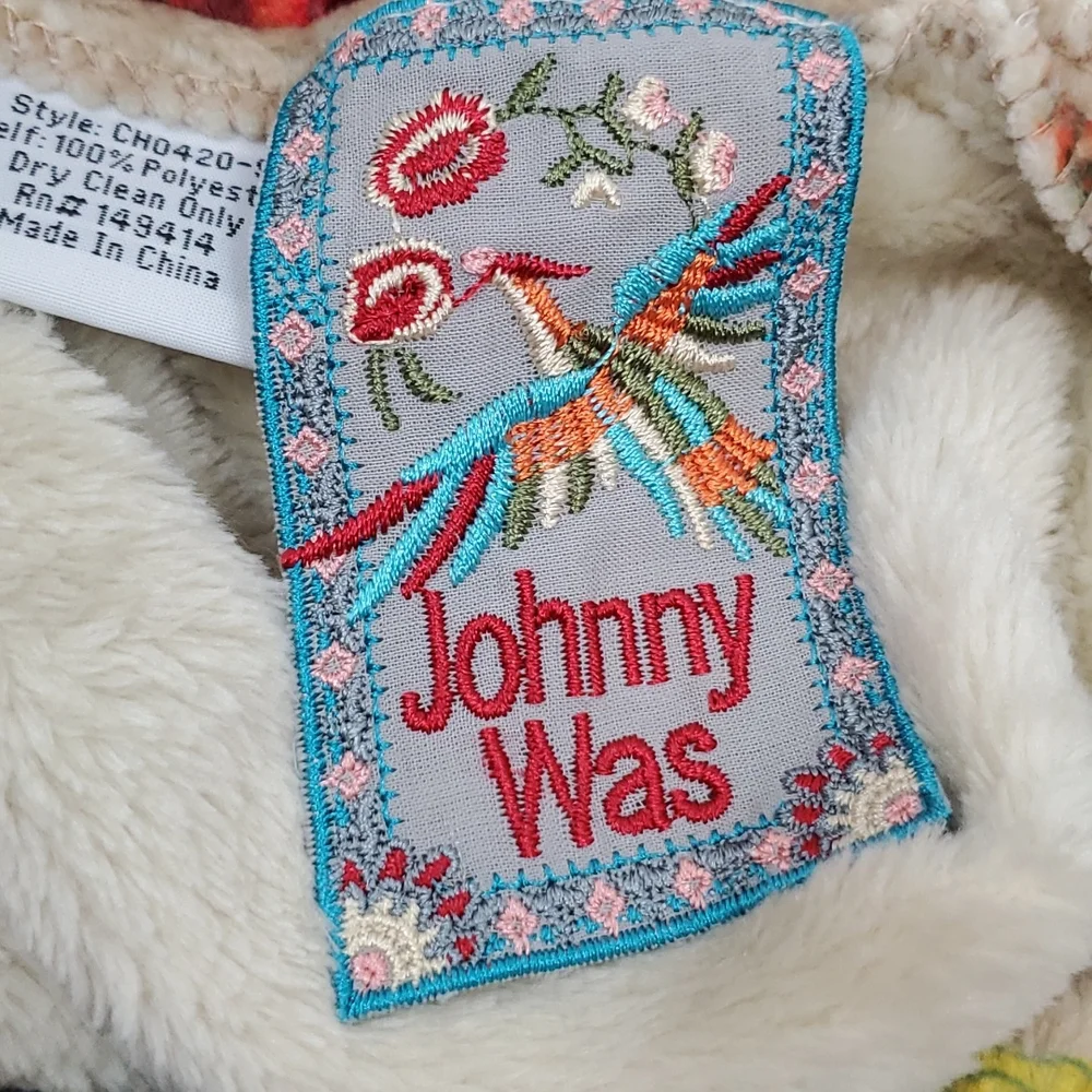 Johnny Was Plush Shoulder Bag – Multicolor Floral Bohemian Luxury